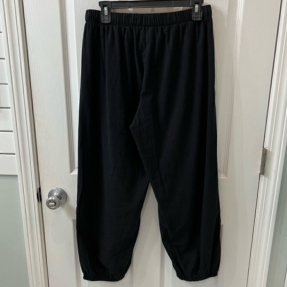 Black Pocket-Tie Waist, button accent lightweight cotton blend pants size L nwt - Picture 7 of 13